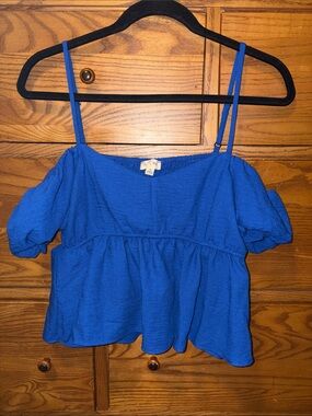 Moa Moa Royal Blue Off-Shoulder Camisole with Peplum
